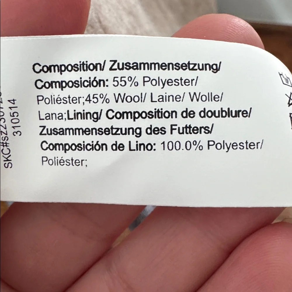 Motf Wool Blend Beige Ivory Long Duster Coat/Jacket Sz L Blue Velvet Trim - Picture 9 of 14